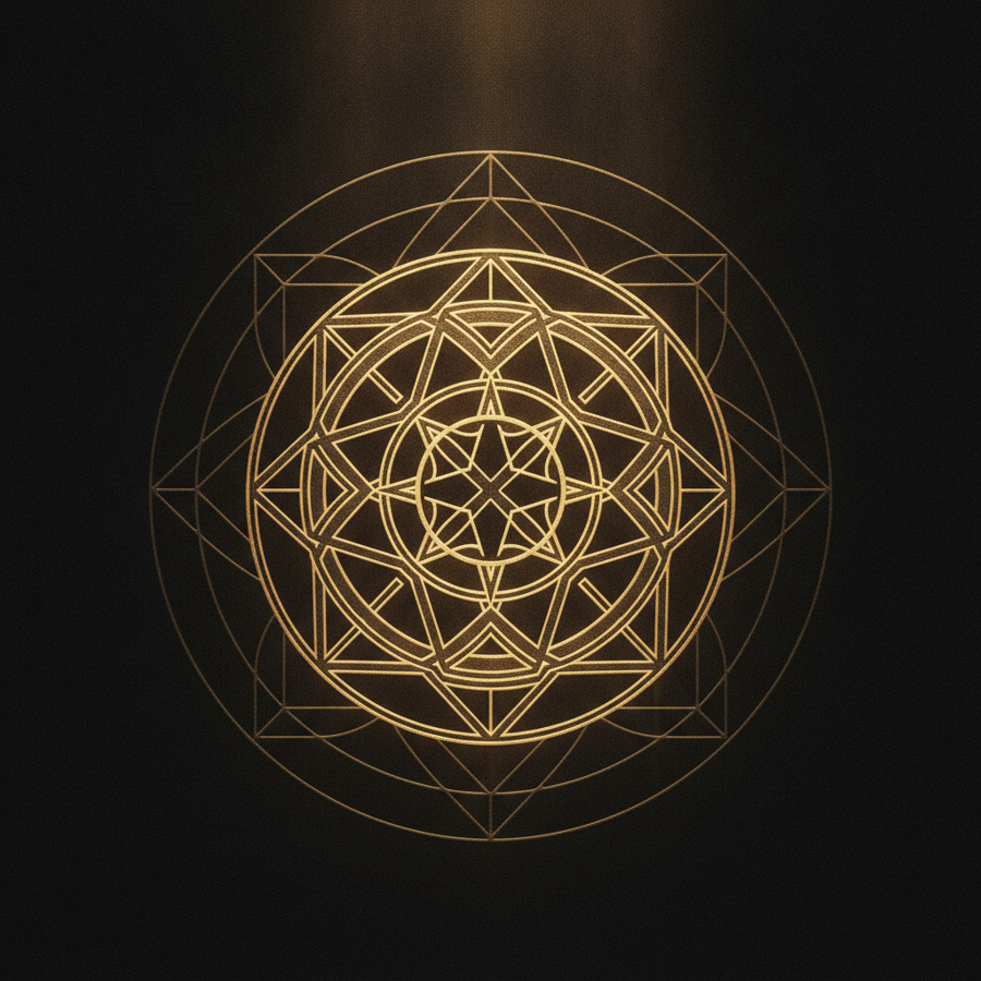 An ornate brass sigil emblem charged from your intention